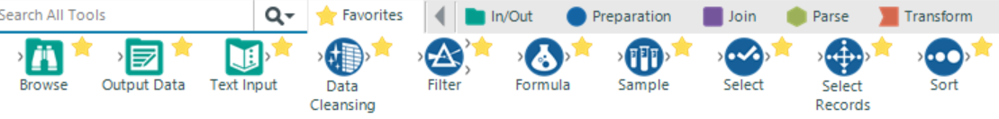 Alteryx Tool Pallet