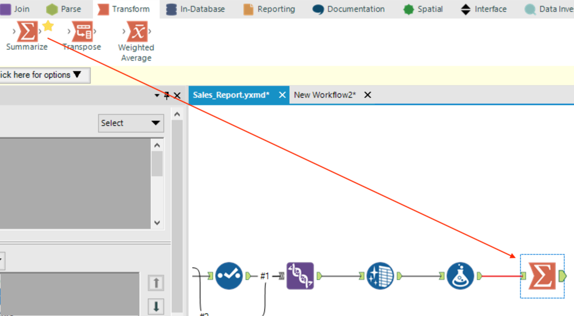 Alteryx Add Summarize Tool