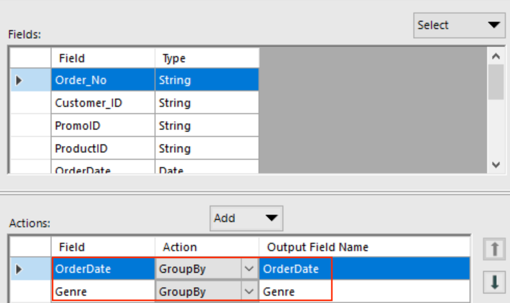 Alteryx Summarize Tool Configuration Window 1