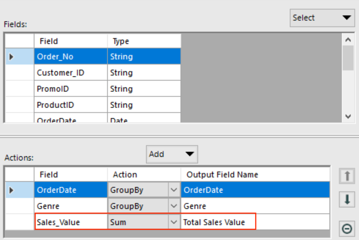 Alteryx Summarize Tool Configuration Window 2